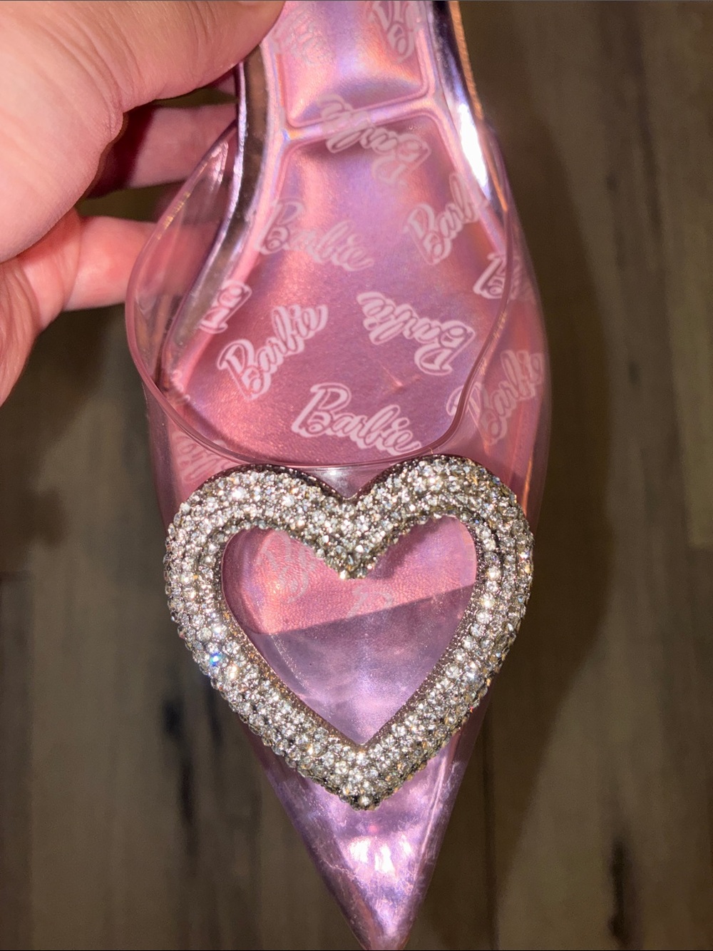 ALDO Barbie Women's Light Pink Slingback Pointed Heels with Crystal Heart - Picture 8 of 16